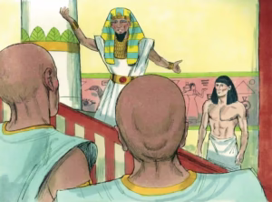 José en Egipto ilustrado en estilo caricatura según el libro de Génesis
