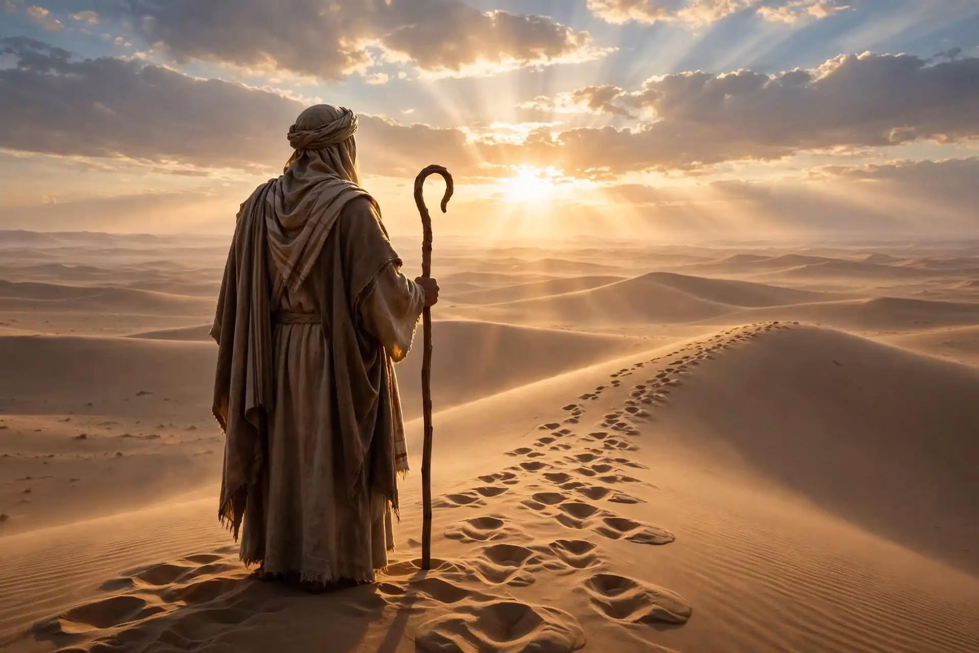 Moisés caminando con fe por el desierto confiando en la presencia de Dios pese a sus temores y limitaciones