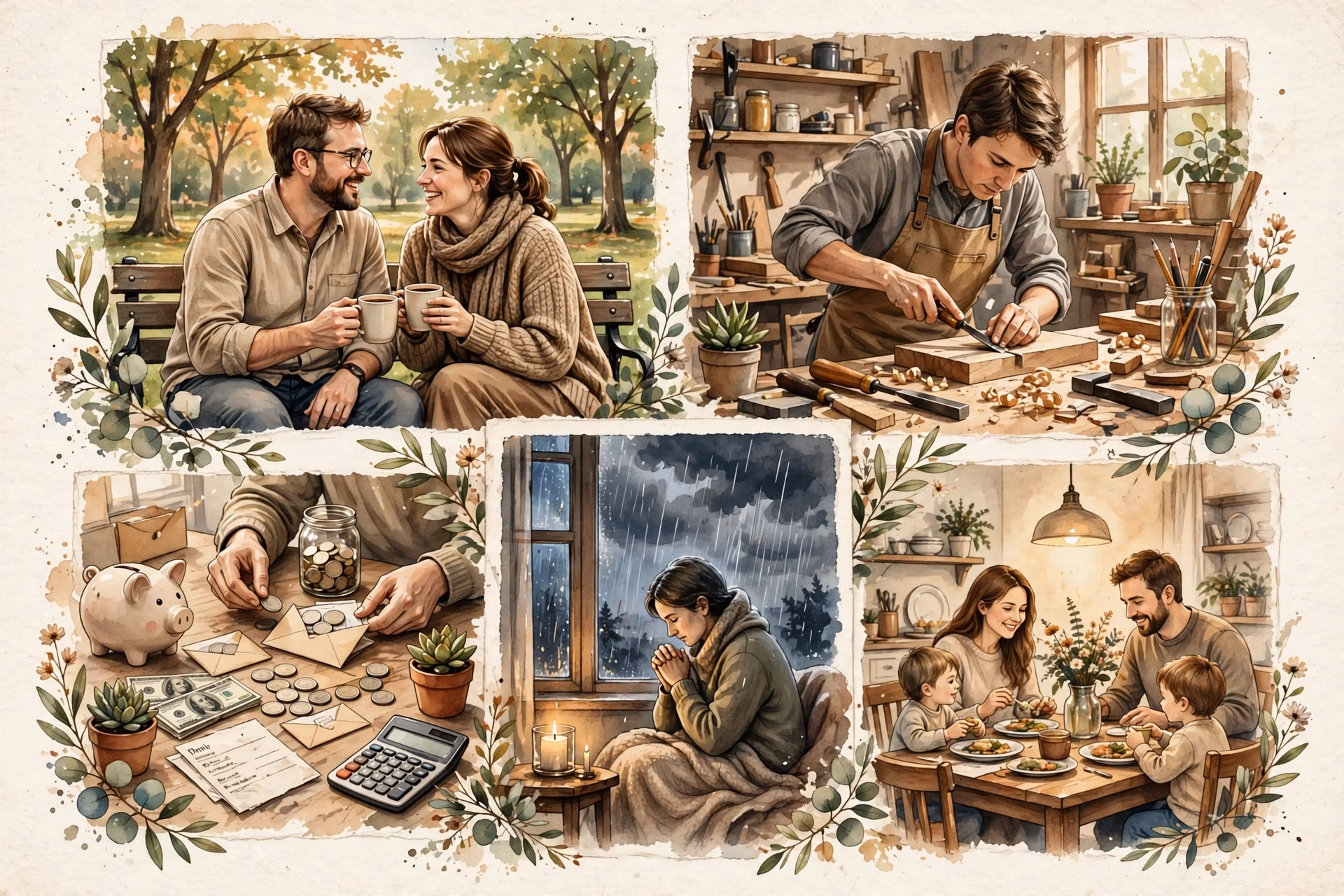 Collage cotidiano de relaciones personales sanas, trabajo honesto, administración del dinero, vida familiar y fidelidad en el sufrimiento como expresiones de la voluntad de Dios