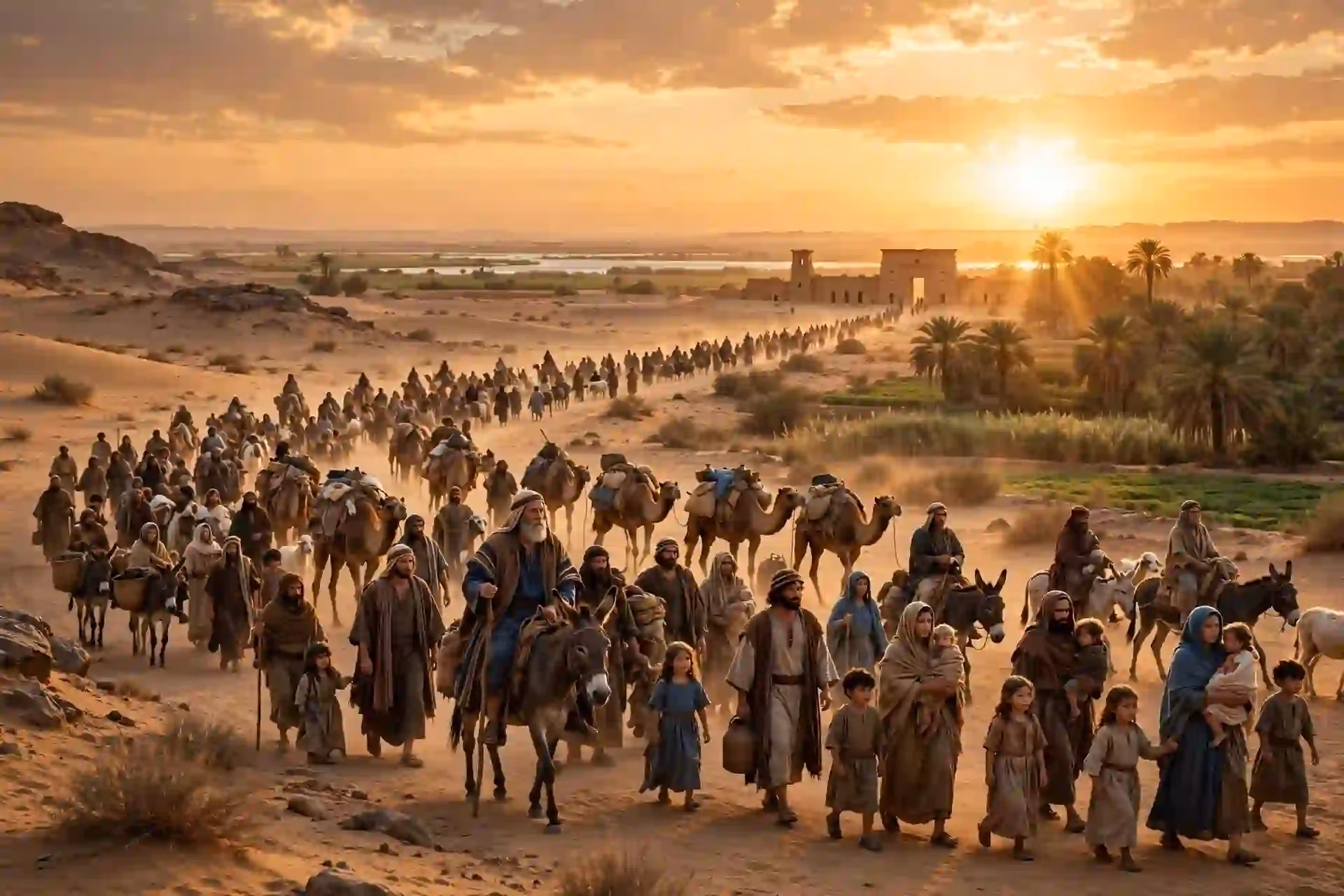 Familia de Jacob entrando a Egipto al final del libro de Génesis
