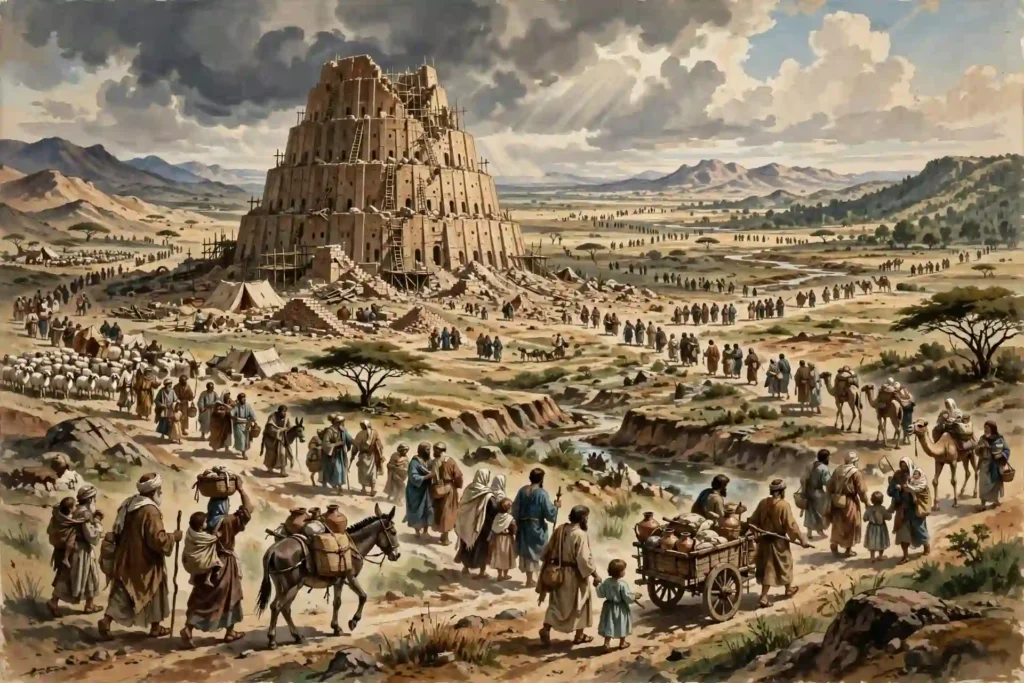 Dispersión de la humanidad desde Babel sobre la faz de toda la tierra después de que dejaron de edificar la ciudad, Génesis 11:8