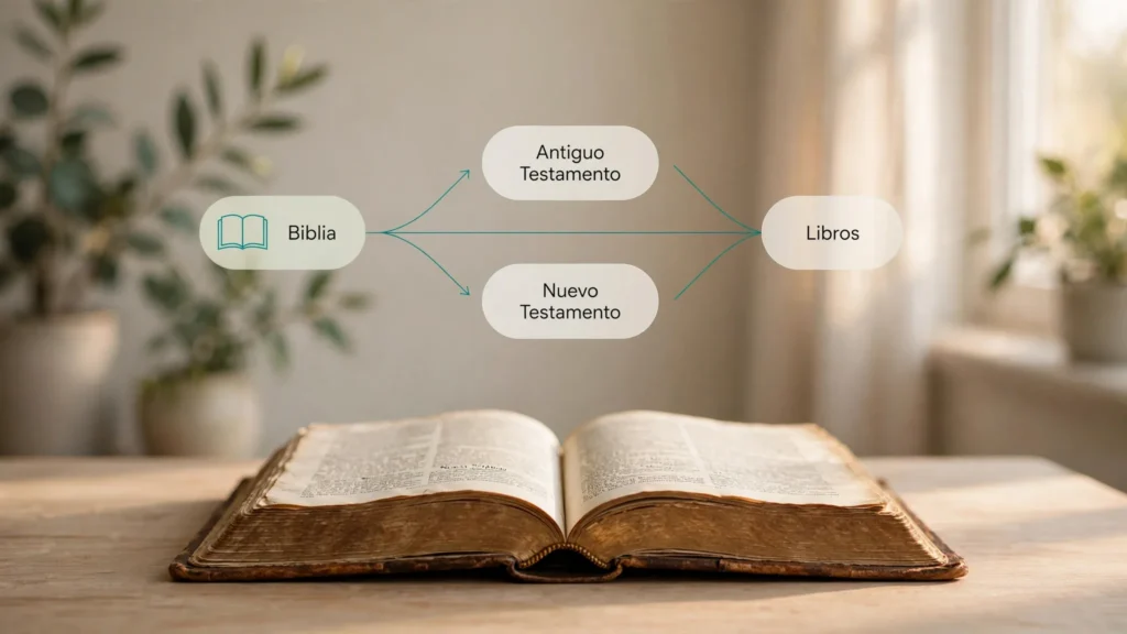 Mapa de la Biblia con rutas hacia el Antiguo y el Nuevo Testamento