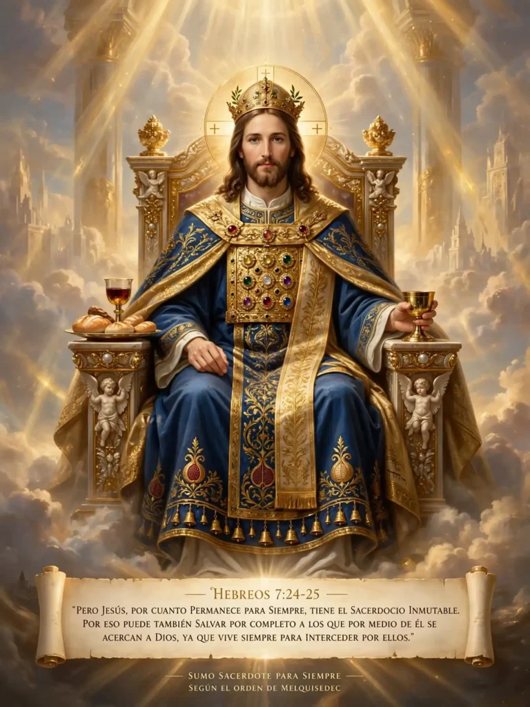 Jesucristo como Sumo Sacerdote para siempre según el orden de Melquisedec, con sacerdocio permanente que puede salvar perpetuamente, Hebreos 7:24-25