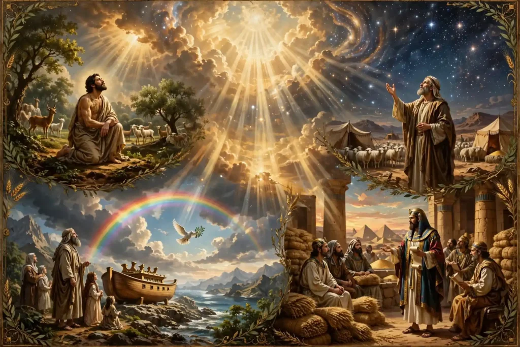 Principales temas de Génesis: Dios Creador soberano, ser humano a su imagen, pactos con Noé y promesas a Abraham Isaac y Jacob